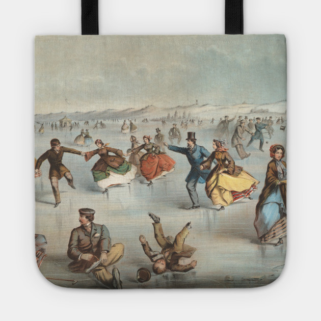 Vintage Central Park Ice Skating Painting 1861 Ice Skating