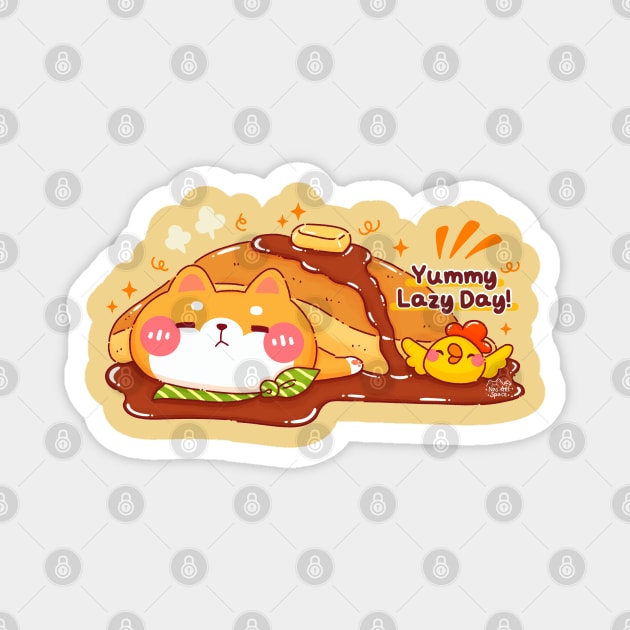 Shiba Inu Yummy Pancake Lazy Day Magnet by Nas.ArtSpace