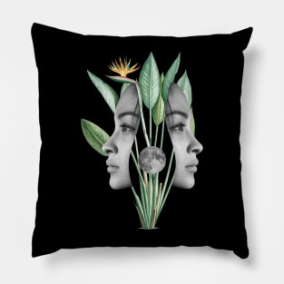 Surreal Floral Collage Art Pillow