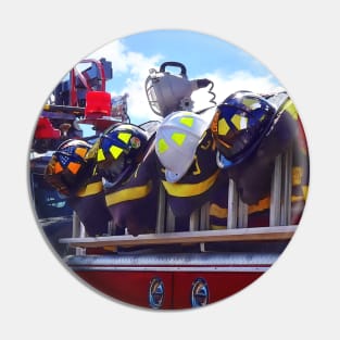 Firefighters - Helmet on Fire Truck Pin