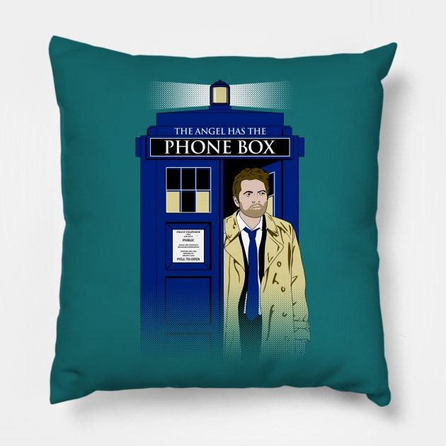 The Angel Has The Phone Box Pillow by Paulychilds