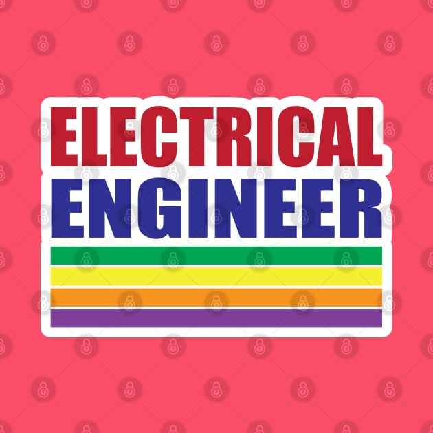 Electrical engineer Typography with Rainbow Strips Design by ArtoBagsPlus