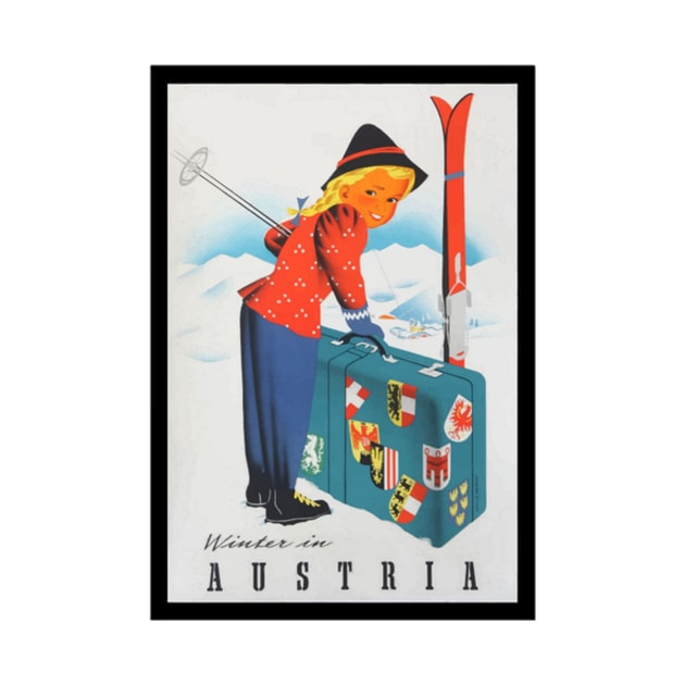 Winter in Austria vintage travel poster by Redbooster