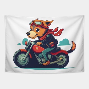 cute dog riding a motorbike Tapestry