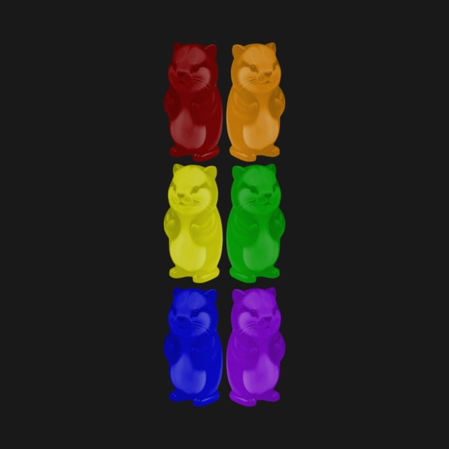 Rainbow gummy otters by Geomhectic