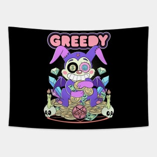 Cute Kawaii Mammon Greedy Money Pastel Bubble Goth Art Tapestry