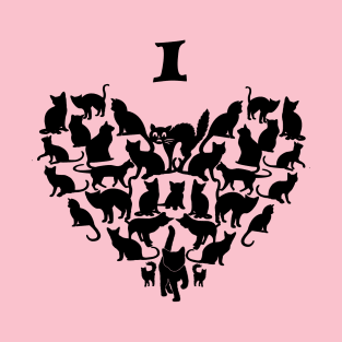 i love cats - heart design with cat image-black-cat lovers T-Shirt
