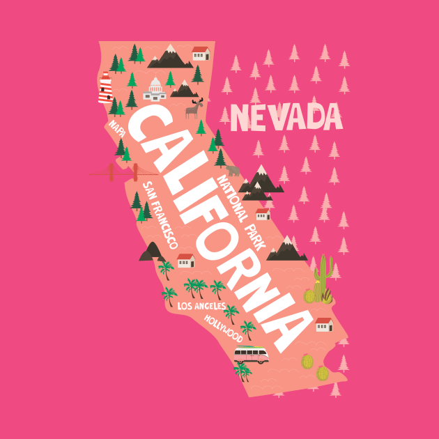 California illustrated map by JunkyDotCom