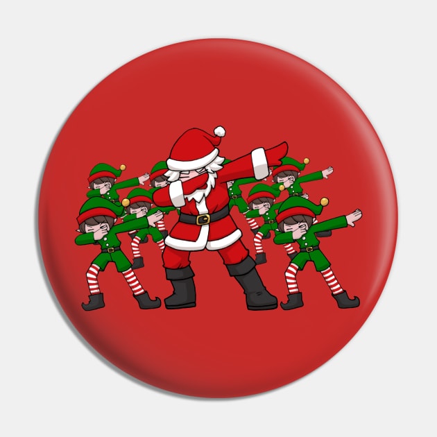 Anime Dabbing Santa with Elves Pin by TonTomDesignz