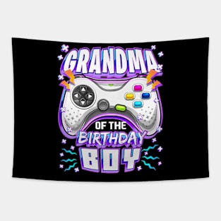Grandma Of The Birthday Boy Matching Video Gamer Party Tapestry