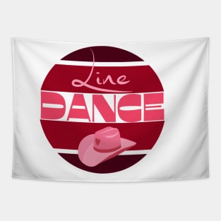 Line dancing with cowboy hat in pink red Tapestry