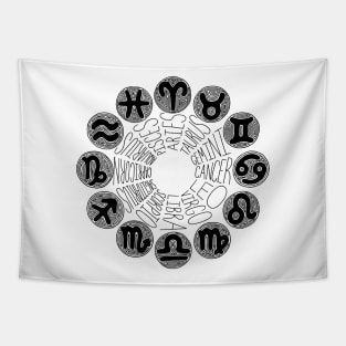 Zodiac Signs (Black) Tapestry