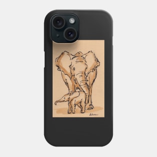 Little One: Mama & Baby Elephant Watercolor Painting #10 Phone Case