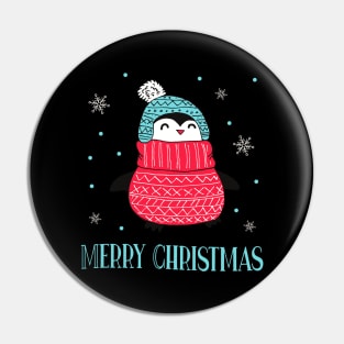 Merry Christmas Happy Penguin In The Snow Pin