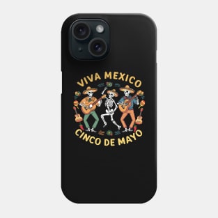 Viva Mexico Cinco De Mayo Colorful Dancing Skeletons Design Phone Case