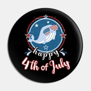 Cute Whale Happy 4th of July Pin