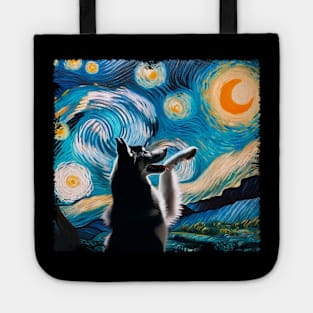 Siberian Huskies Starry Night Tee Triumph for Siberian Dog Admirers Tote