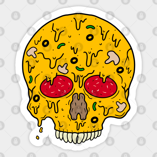 Pizza Skull Pizza Lover Sticker Teepublic Pepperoni is an american variety of salami, made from cured pork and beef seasoned with paprika or other chili pepper. teepublic