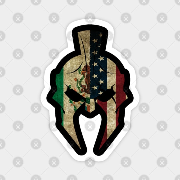 Mexican American Spartan Helmet Magnet by Velvet Love Design 