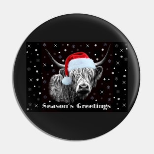 Highland Cow Season's Greetings Pin