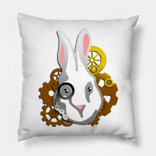 Steampunk White Rabbit Pillow