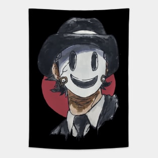 High rise invasion Mr Sniper mask in a watercolor art design Tapestry