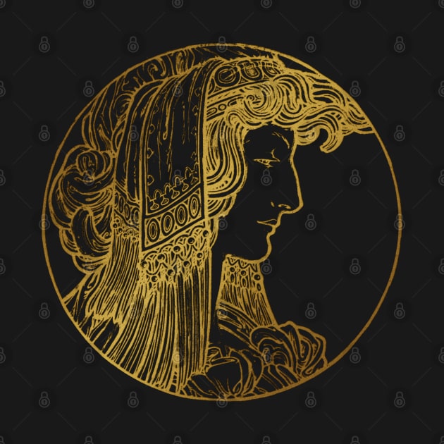 Art nouveau gold silhouette lady 7 by Allbestshirts