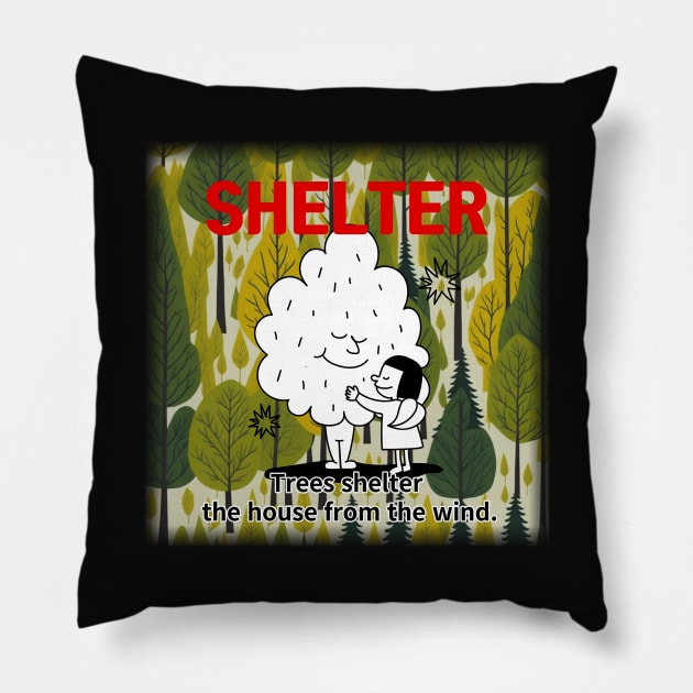 shelter ,Trees shelter  the house from the wind. Pillow by zzzozzo