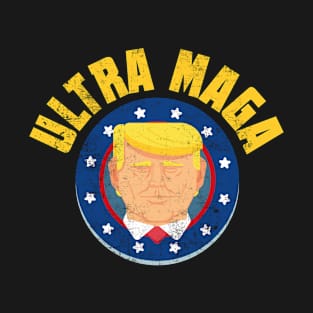 Ultra Maga Proud Republican Pro Trump USA Flag Distressed T-Shirt