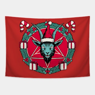 Happy Baphomet Christmas Tapestry