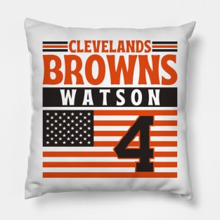 Cleveland Browns Watson 4 American Flag Football Pillow