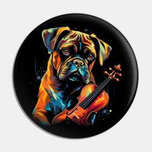 Boxer Playing Violin Pin