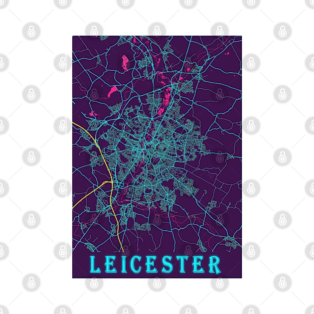 Leicester Neon City Map by tienstencil