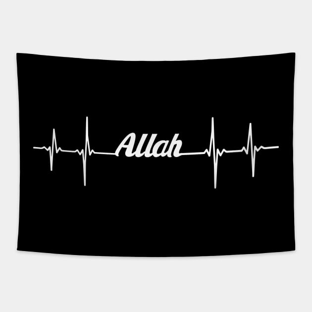 Allah Heartbeat Pulse Frequency Muslim Tapestry by Shirtbubble