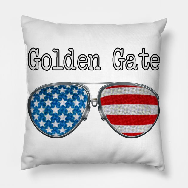 AMERICA PILOT GLASSES GOLDEN GATE Pillow by SAMELVES
