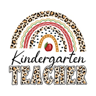 Rainbow Leapord Kindergarten Teacher Kinder Back to School T-Shirt