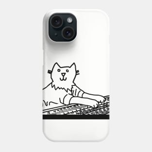 Cat in Control of the Music Mixer Line Drawing Phone Case