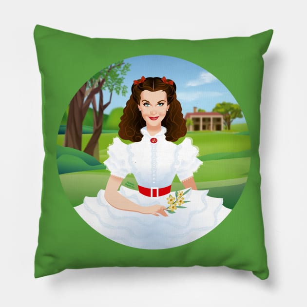 Scarlett Pillow by AlejandroMogolloArt