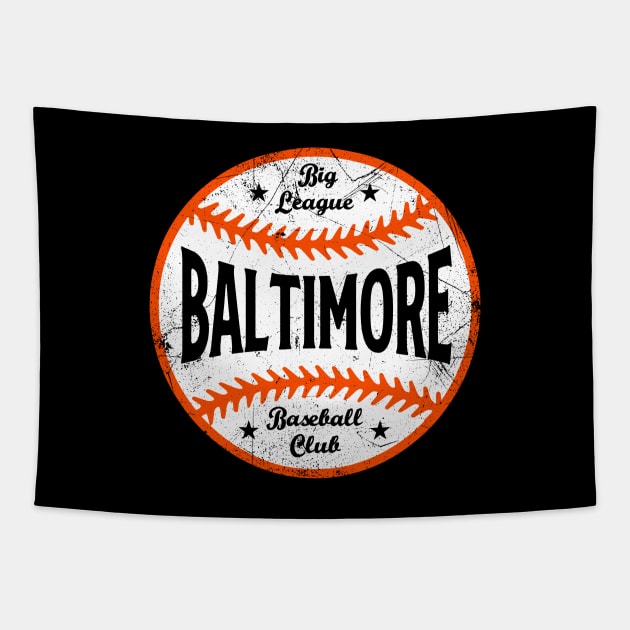 Baltimore Retro Big League Baseball - Black Tapestry by KFig21