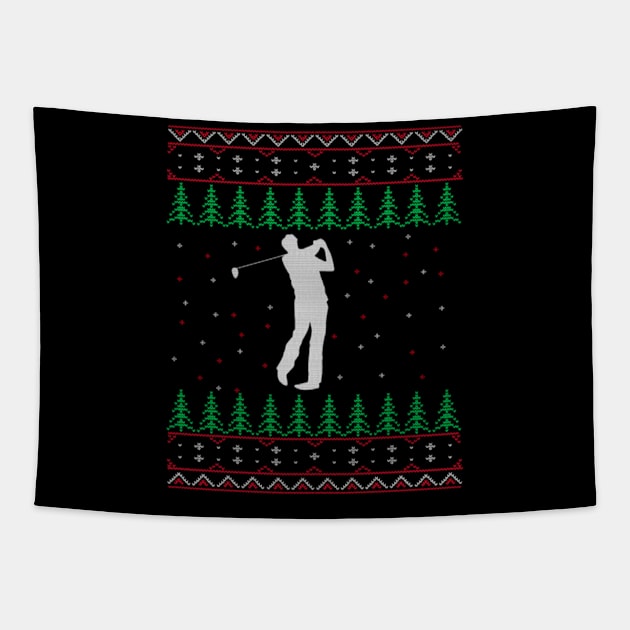 Golf Ugly Christmas Sweater Gift For Golfing Lover Tapestry by uglygiftideas