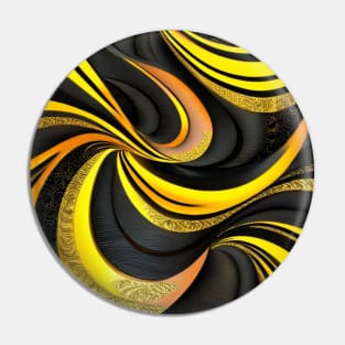 Abstract Black and Gold Swirls Pin