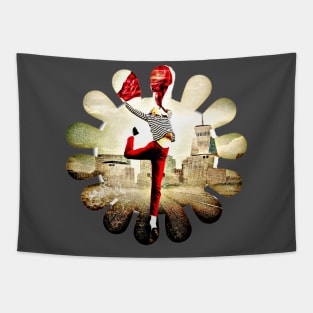 RED jump Clover Tapestry