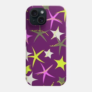 Starfish galaxy in lime green, regal purple, hot pink and olive green Phone Case