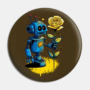 yellow rose and robots love Pin