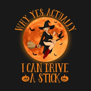 Why Yes Actually I Can Drive A Stick Funny Halloween Costume T-Shirt
