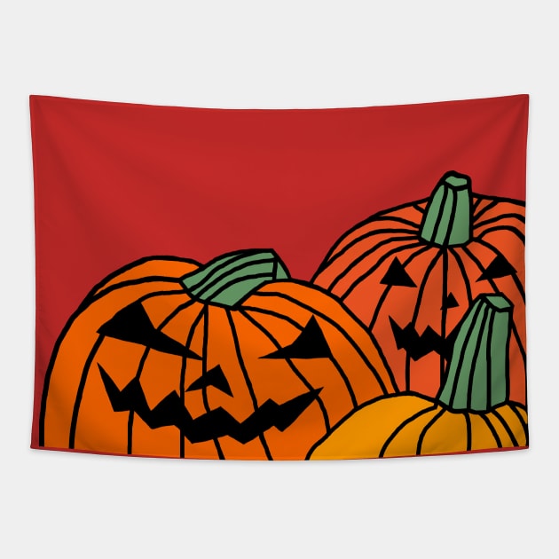 Spooky Pumpkins Halloween Horror Tapestry by ellenhenryart