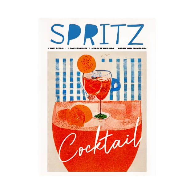 Retro Spritz Cocktail Poster Summer Picnic Homebar, Kitchen Bar Prints, Vintage Drinks, Recipe, Wall Art by BetterManufaktur