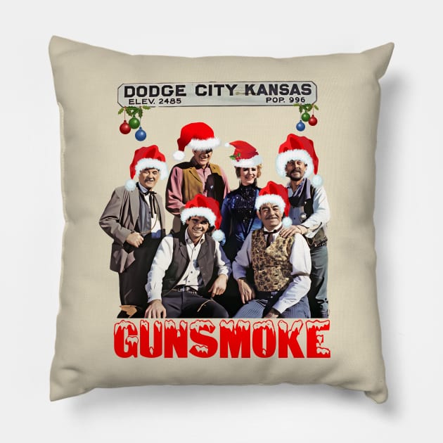 Xmas In Dodge City - Gunsmoke - Tv Western Pillow by wildzerouk