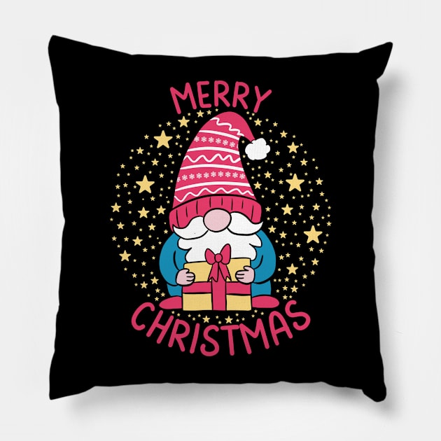 Merry Christmas Cute Gnome ready for the holidays Pillow by Yarafantasyart