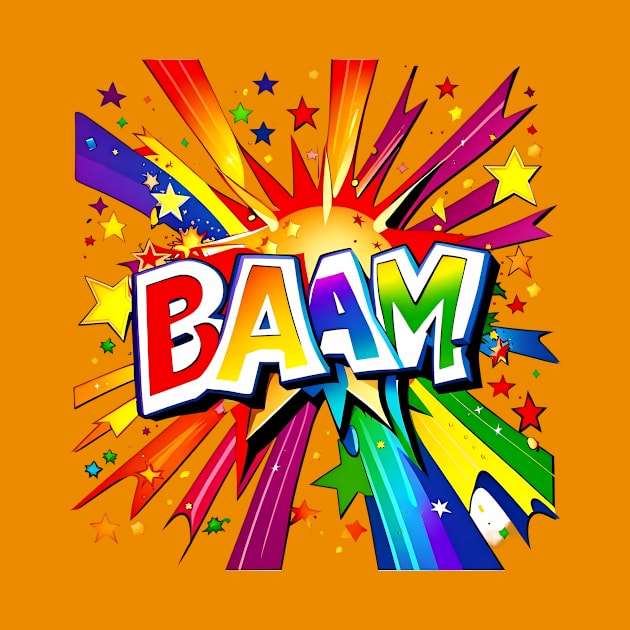 Retro Radiance - 'Bam!' Rainbow Blast Tee by trubble